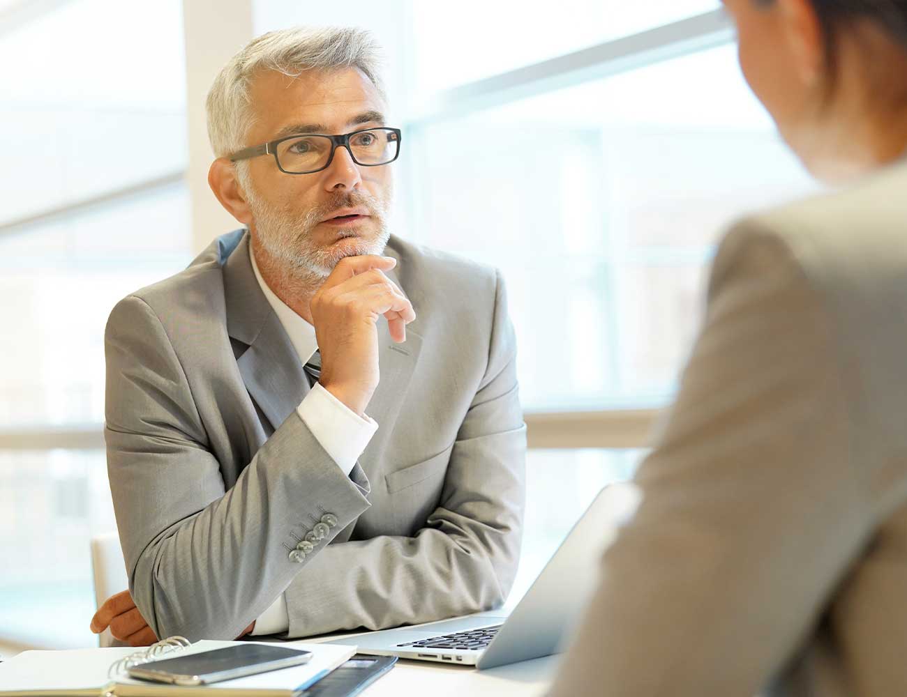 Man in conversation.