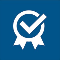 White tick in rosett icon.